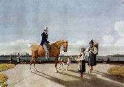 Wilhelm von Kobell Gentleman on Horseback and Country Girl on the Banks of the Isar near Munich oil painting artist